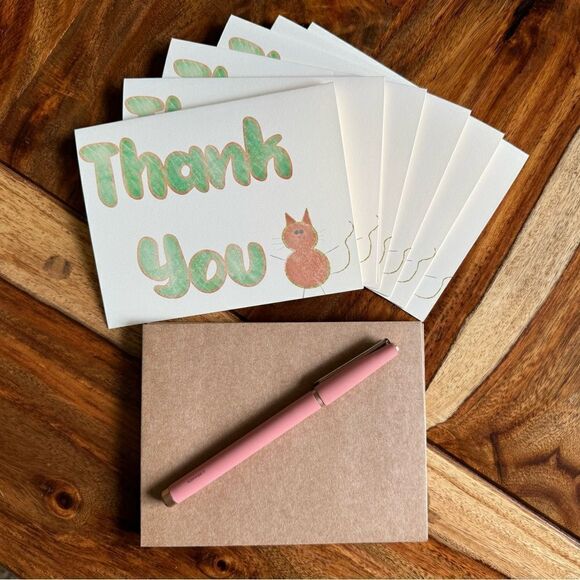 Thank You Cards Greeting Cards Blank Notes for Gift Friends Set of 6 & Envelopes - Picture 1 of 3